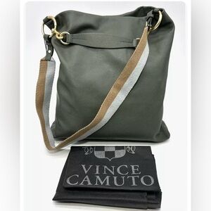 Vince Camuto Pebbled Leather Valda Tote Fig Leaf Dust Bag New With Tags